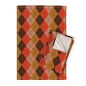 Argyle Plaid in Coral Brown Mustard and Beige