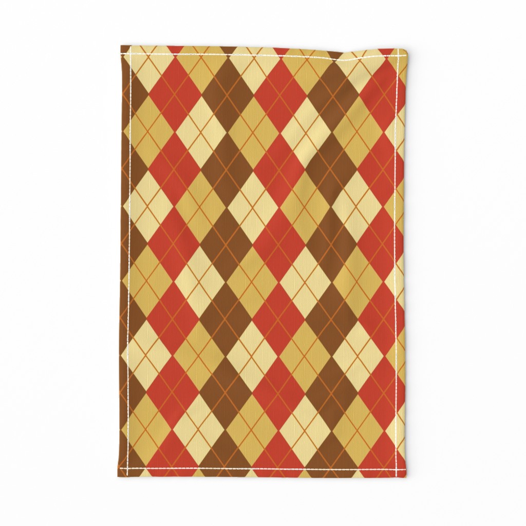 Argyle Plaid in Coral Brown Beige and Sand