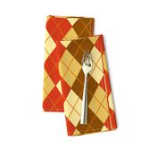 Argyle Plaid in Coral Brown Beige and Sand