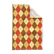 Argyle Plaid in Coral Brown Beige and Sand