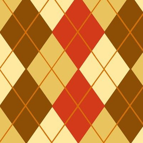 Argyle Plaid in Coral Brown Beige and Sand