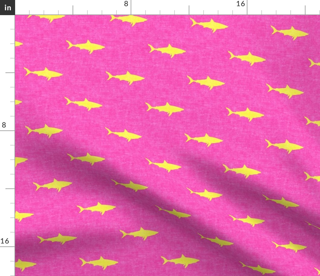 sharks (yellow on pink) - LAD19