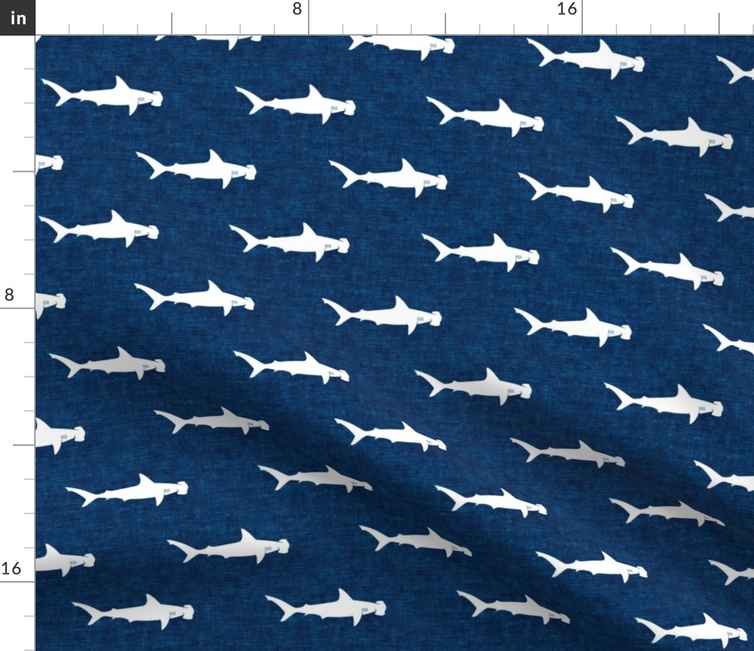 hammerhead sharks on dark blue - LAD19