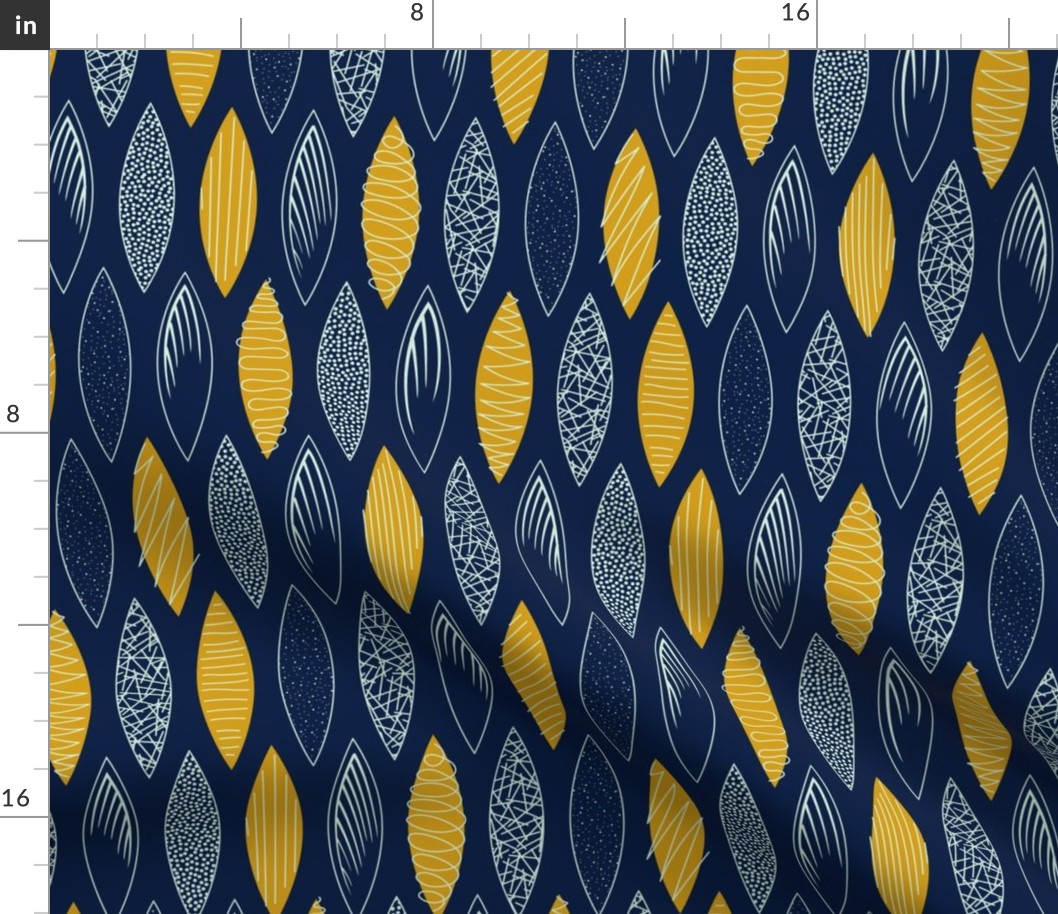 Leaves (Navy & Mustard)