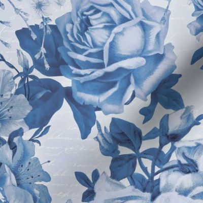 Blue Vintage Rose Pattern