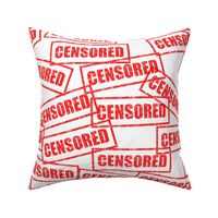3 censored censorship control authority restrict remove rubber stamp red ink pad white chop grunge distressed words seal pop art culture vintage retro controversy controversial  current affairs strong message statement sign label symbols  
