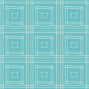 Hand-drawn Squares in Aqua Blue and Gray