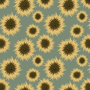 mexican sunflower pattern on dusty mint