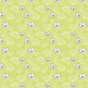 Water Lily Lime Green Gray White Wallpaper Bedding Home Decor Dress