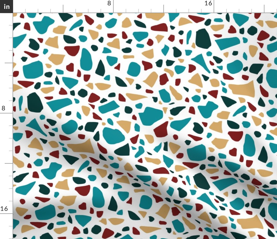 Terrazzo 2 in Teal Forest Green Sand and Maroon