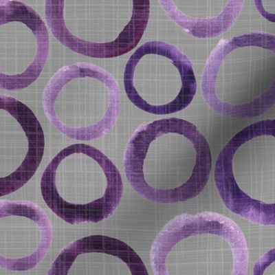 19-10q Neutral Abstract Purple Circles Gray Linen Home Decor