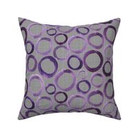 19-10q Neutral Abstract Purple Circles Gray Linen Home Decor
