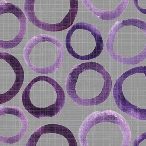 19-10q Neutral Abstract Purple Circles Gray Linen Home Decor