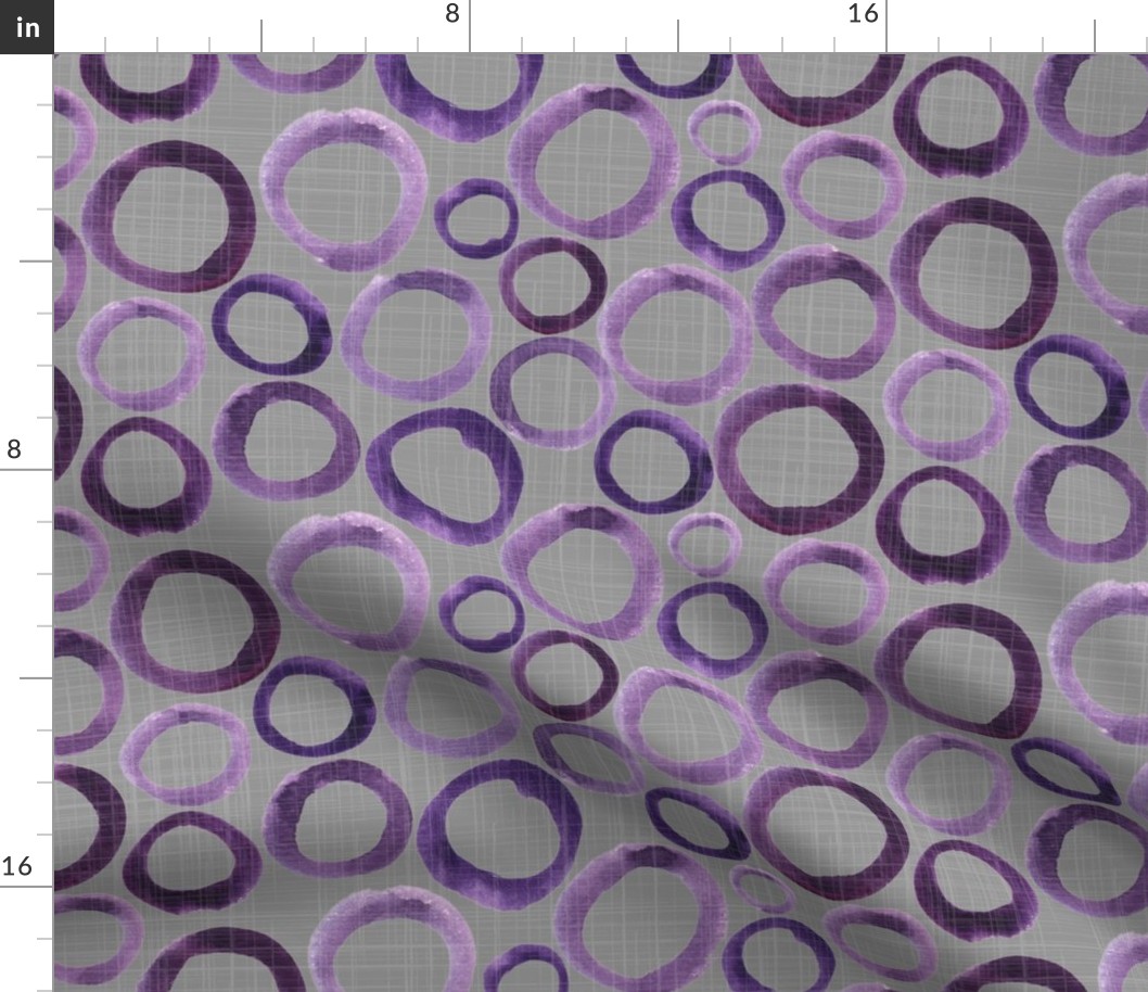 19-10q Neutral Abstract Purple Circles Gray Linen Home Decor