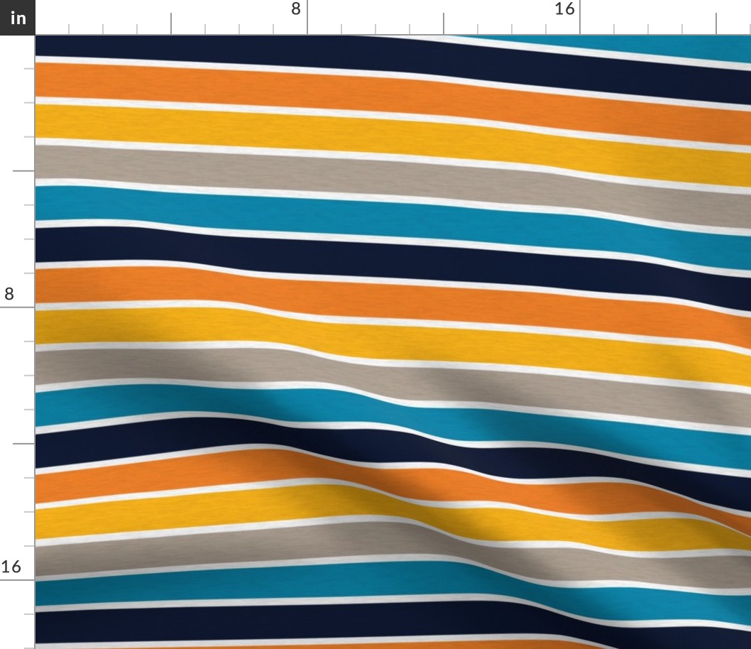 Playful Blue Vintage Stripe (B) - 1"