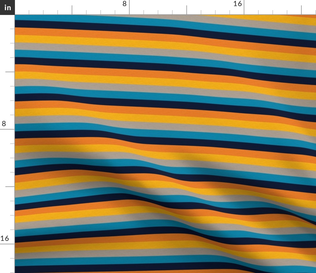 Playful Blue Vintage Stripe (C) - 1/2"