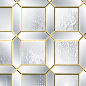 Art Deco Glass Partition (Brass/Grey)