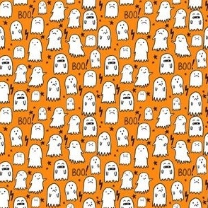SMALL  - ghost orange halloween fabric 