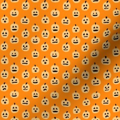 SMALL - pumpkin halloween cute fabric  jack-o'-lantern orange