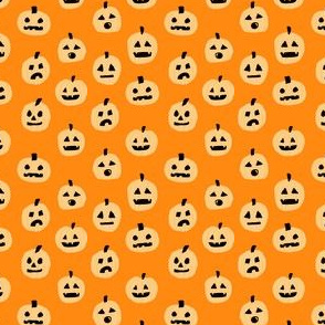 SMALL - pumpkin halloween cute fabric  jack-o'-lantern orange