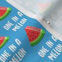 (small scale) one in a melon - red on blue - watermelon summer fruit - LAD19BS