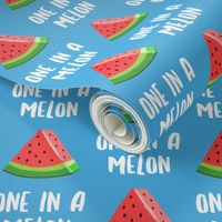 (small scale) one in a melon - red on blue - watermelon summer fruit - LAD19BS