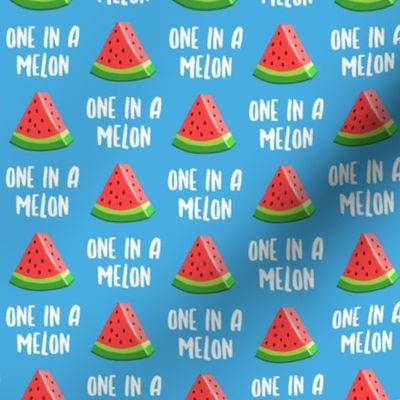 (small scale) one in a melon - red on blue - watermelon summer fruit - LAD19BS