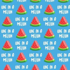 (small scale) one in a melon - red on blue - watermelon summer fruit - LAD19BS