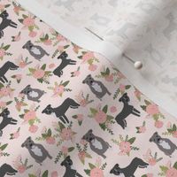 TINY - pitbull floral dog fabric, dog fabric, floral fabric, dog florals, dog fabric, pitbull florals fabric, - peach