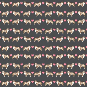 TINY - grey australian shepherd love hearts cute dog fabric 