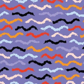 Hand drawn wavy doodle stripes seamless pattern.