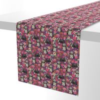 bearded collie florals fabric - dog florals fabric, dog fabric, bearded collie fabric, dog fabric -  purple