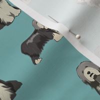 bearded collie dog fabric - collie dog fabric, bearded collie fabric, dogs fabric, simple dog fabric -  blue