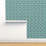 bearded collie dog fabric - collie dog fabric, bearded collie fabric, dogs fabric, simple dog fabric -  blue