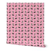 bearded collie dog fabric - collie dog fabric, bearded collie fabric, dogs fabric, simple dog fabric -  pink