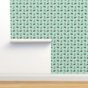 bearded collie dog fabric - collie dog fabric, bearded collie fabric, dogs fabric, simple dog fabric -  mint