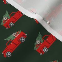 bearded collie christmas truck - red christmas truck, red truck, christmas fabric, dog christmas, christmas dog, bearded collie christmas - green