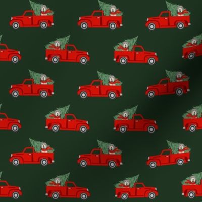 bearded collie christmas truck - red christmas truck, red truck, christmas fabric, dog christmas, christmas dog, bearded collie christmas - green