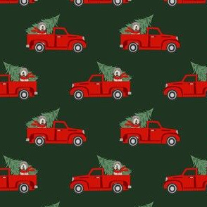 bearded collie christmas truck - red christmas truck, red truck, christmas fabric, dog christmas, christmas dog, bearded collie christmas - green