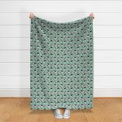 bearded collie christmas fabric - collie dog fabric, bearded collie fabric, christmas dog fabric - mint