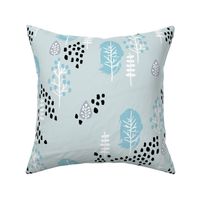 Small twigs and autumn leaves Scandinavian fall rain winter garden baby blue JUMBO