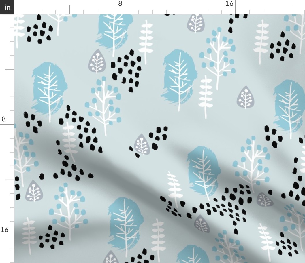 Small twigs and autumn leaves Scandinavian fall rain winter garden baby blue JUMBO