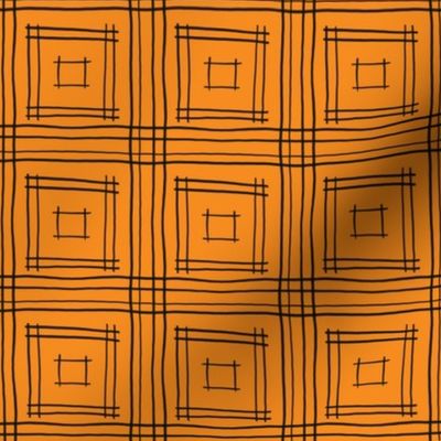 Hand-Drawn Squares in Orange and Black