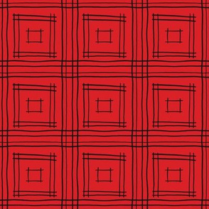 Hand-Drawn Squares in Red and Black