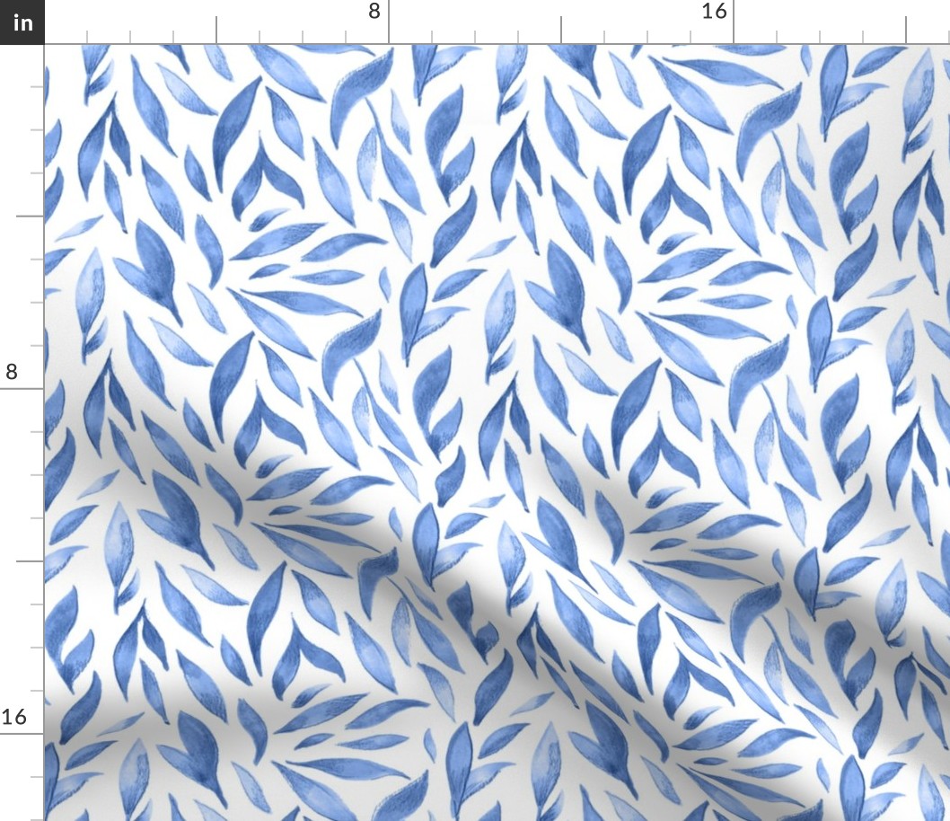 Watercolor Leaves - Blue