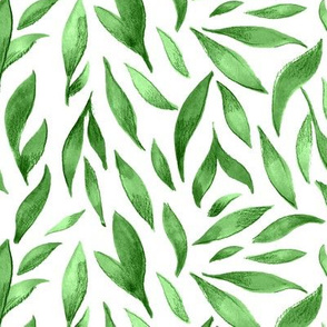 Watercolor Leaves - Green
