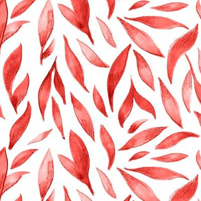 Watercolor Leaves - Red