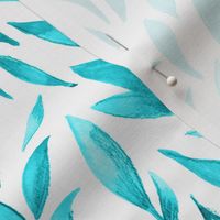 Watercolor Leaves- Teal