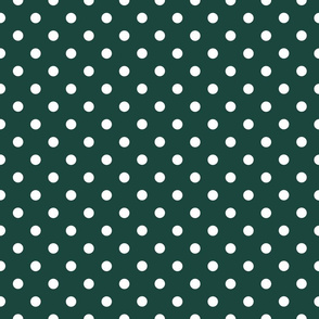 White Polka Dots on Forest Green