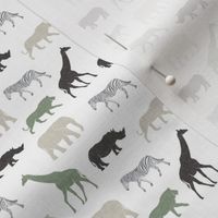 (small scale) Safari animals - multi sage - elephant, giraffe, rhino, zebra C19BS